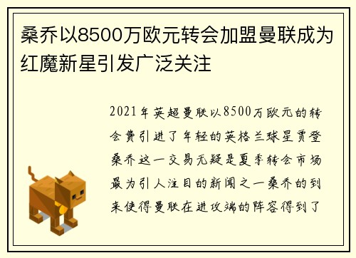 桑乔以8500万欧元转会加盟曼联成为红魔新星引发广泛关注